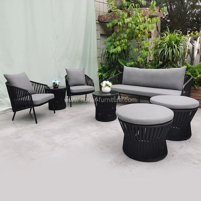 Patvarus modernus virvių audimo lauko sofa