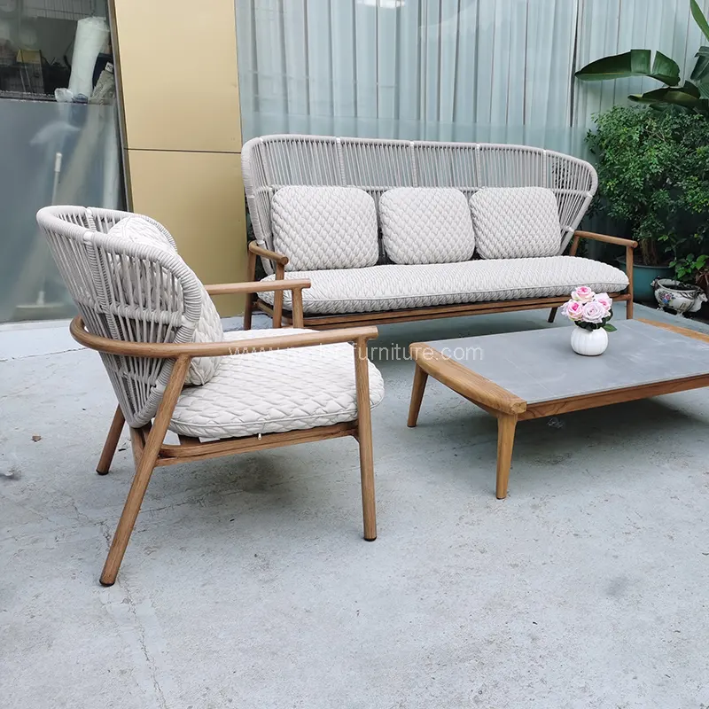 Tvirtos tiko virvės lauko sofa