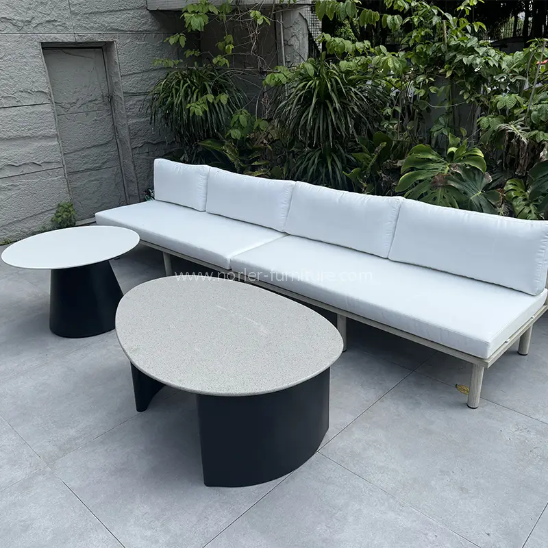 Aukštos kokybės aliuminio rėmo šepetėlis medienos grūdų lauko sofa