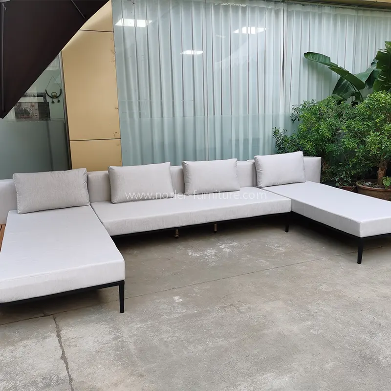 Laisvalaikiu aliuminio rėmo tiko medienos pagrindas lauko sofa