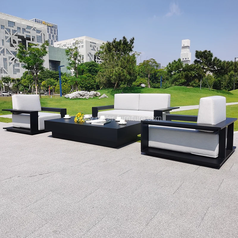 Naujausias juodo aliuminio rėmo lauko sofa