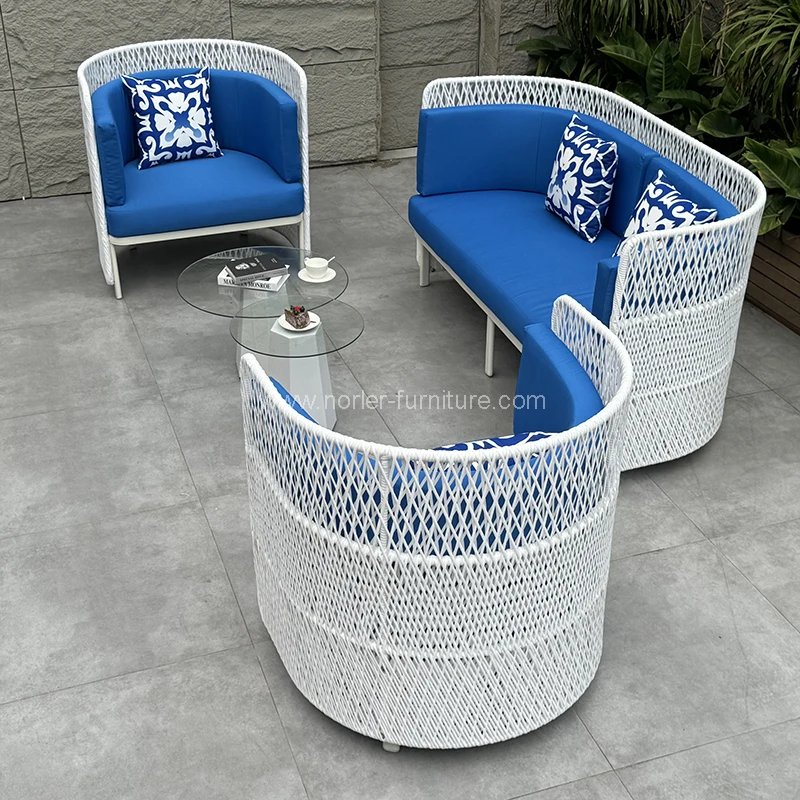 Naujausia mėlyna virvė audimo lauko sofa