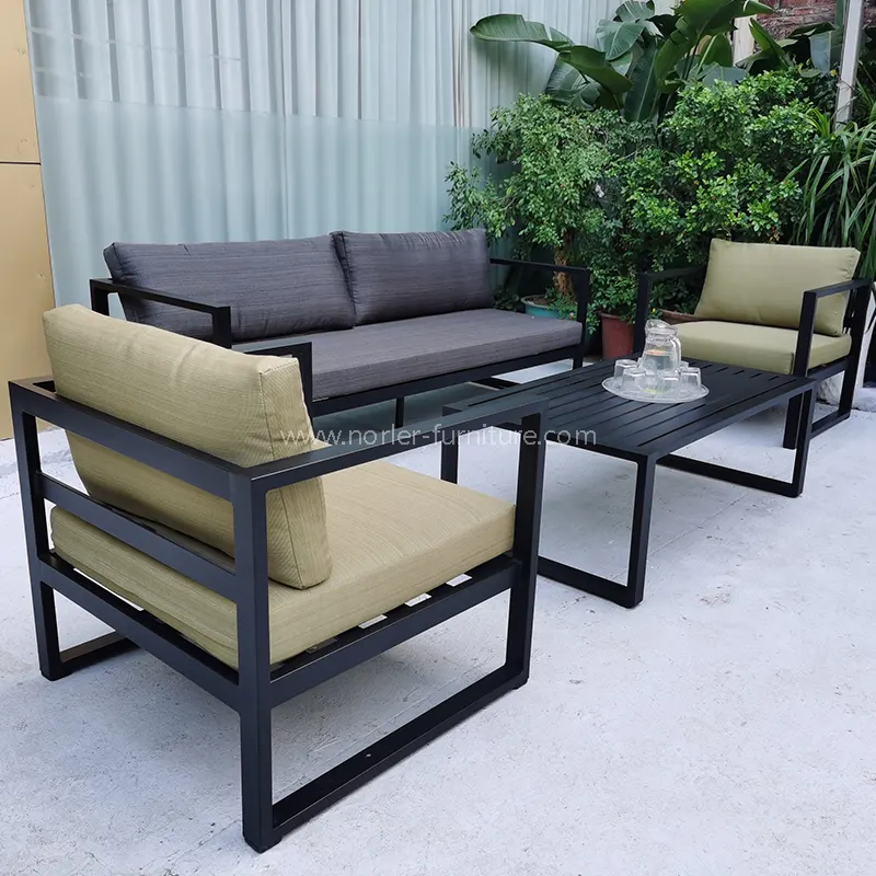 Lauko aliuminio miltelių rėmo storos pagalvėlės sofa